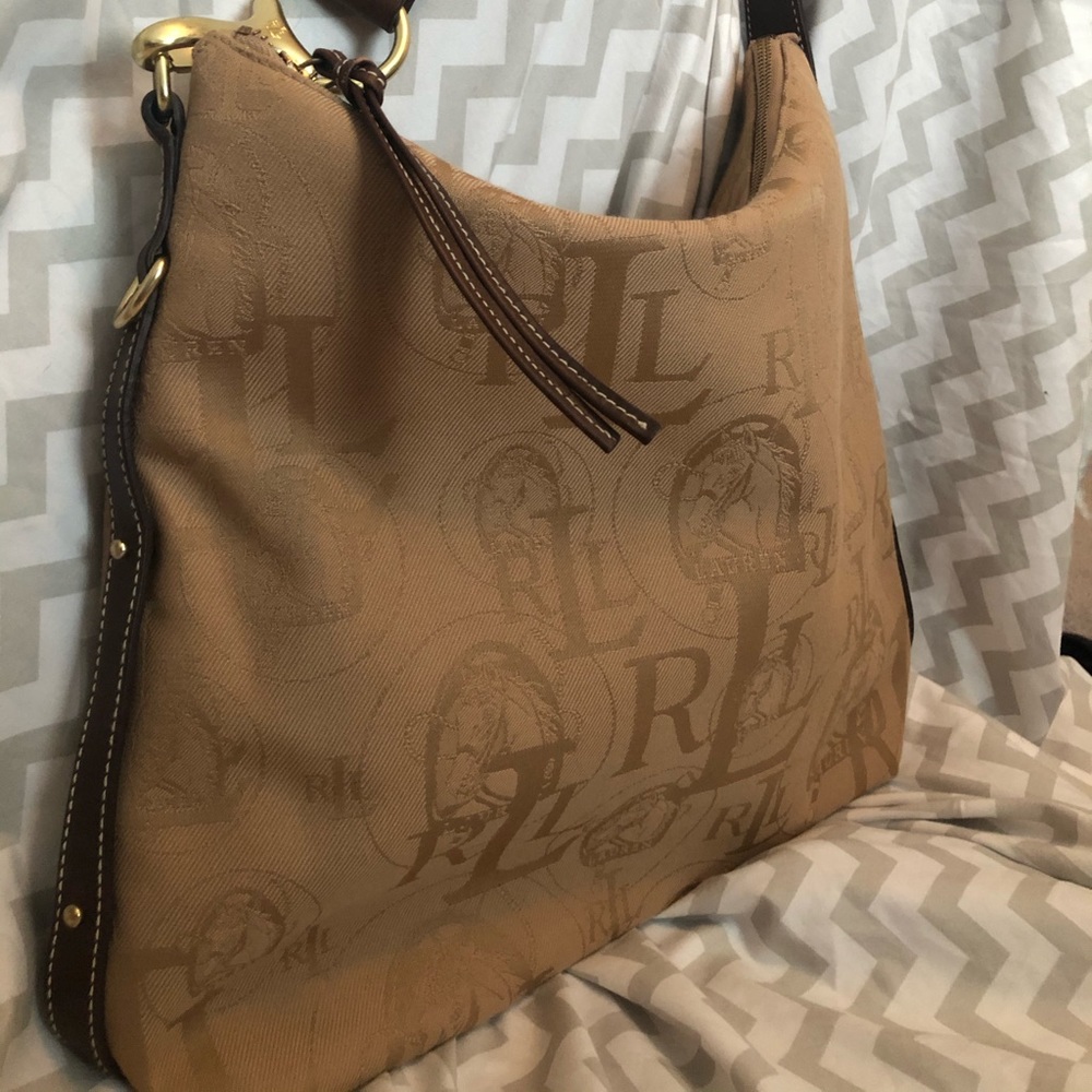 Ralph Lauren equestrian fabric and leather bag